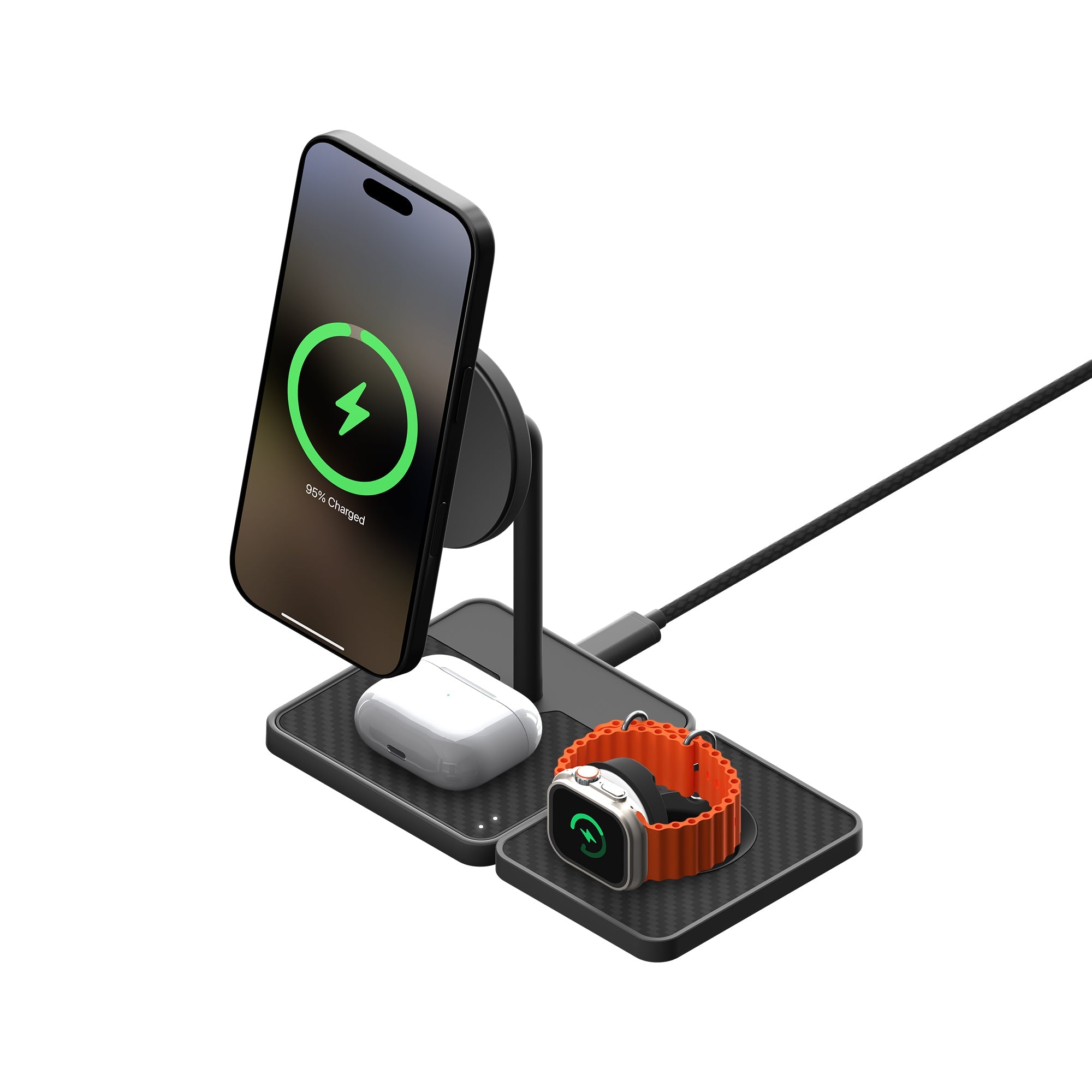 Qi2 Wireless Charging Stand for iPhone & Apple Watch - Aramid Fiber
