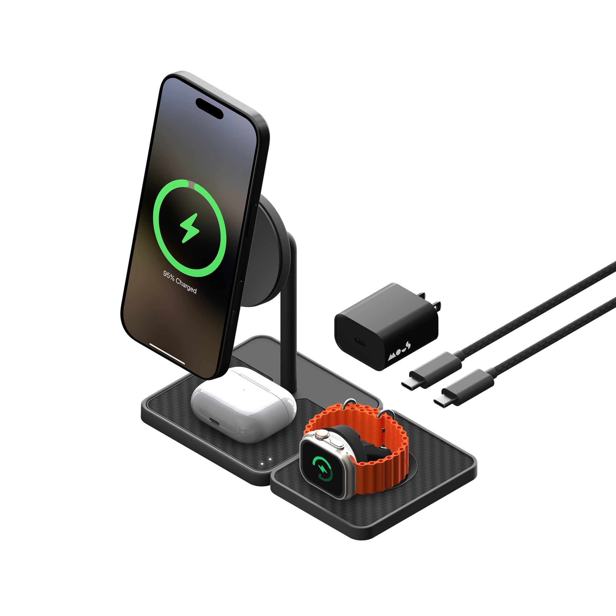 Qi2 Wireless Charging Stand for iPhone & Apple Watch - Aramid Fiber