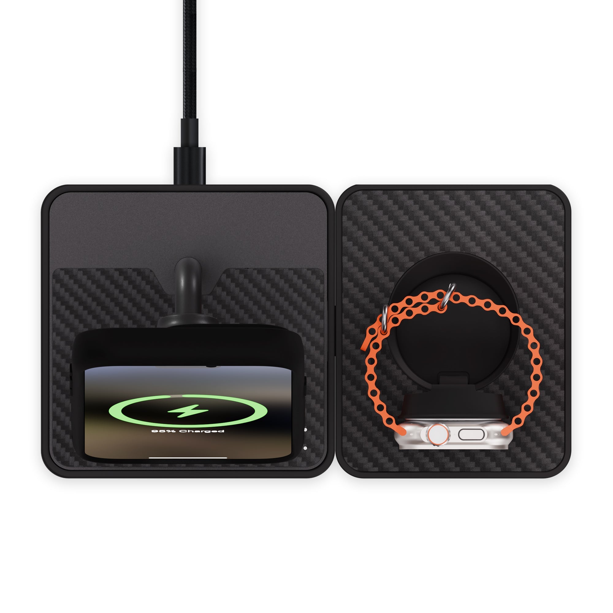 Qi2 Wireless Charging Stand for iPhone & Apple Watch - Aramid Fiber