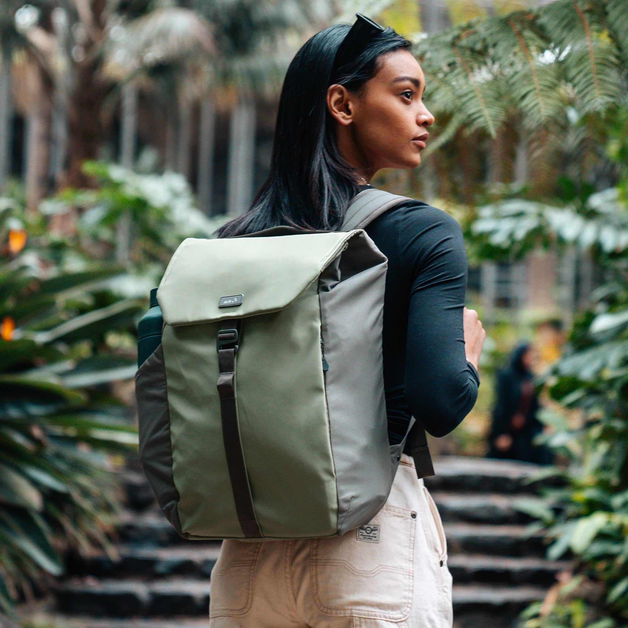 Minimalist Sage Flap Backpack – Easy Access Daypack