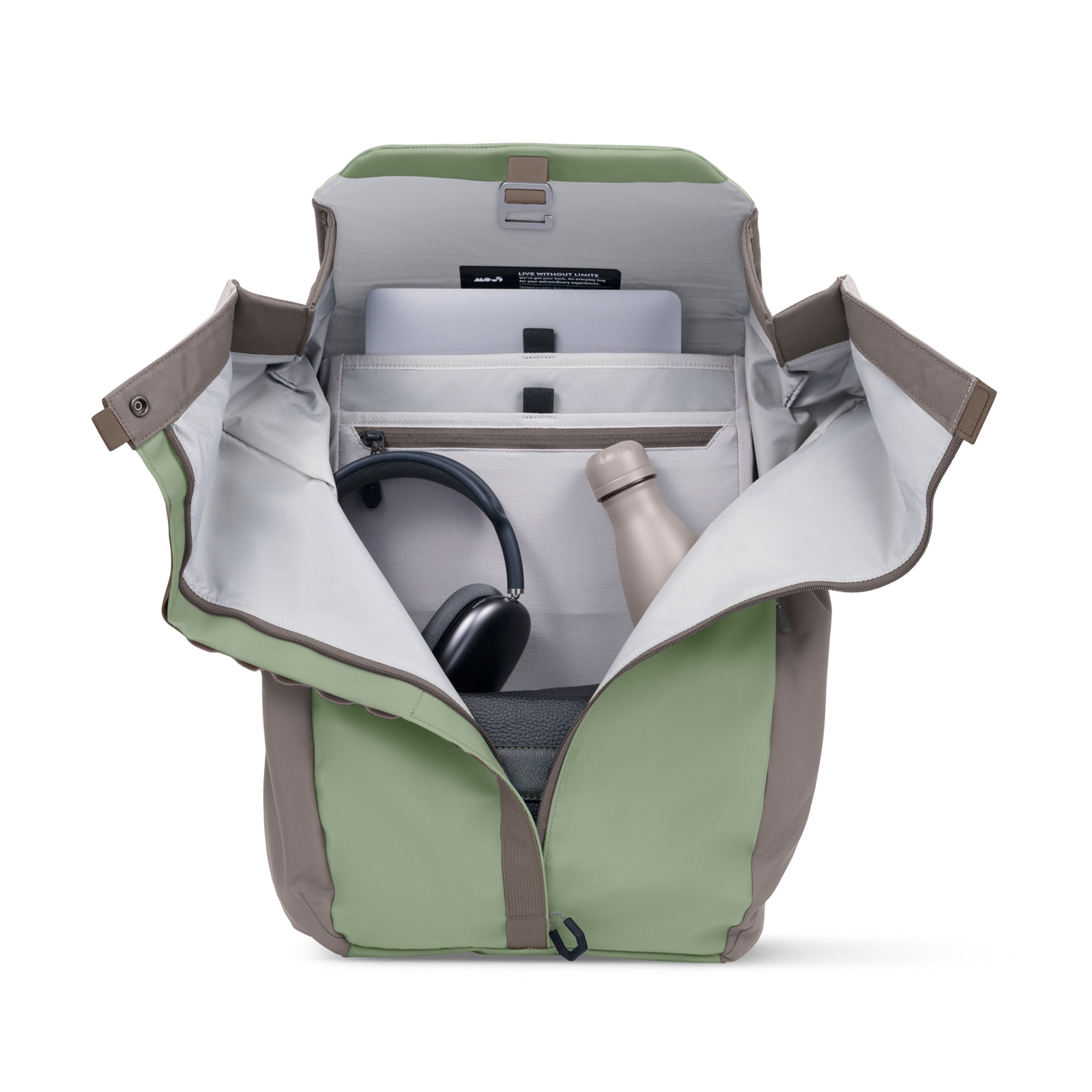 Minimalist Sage Flap Backpack – Easy Access Daypack