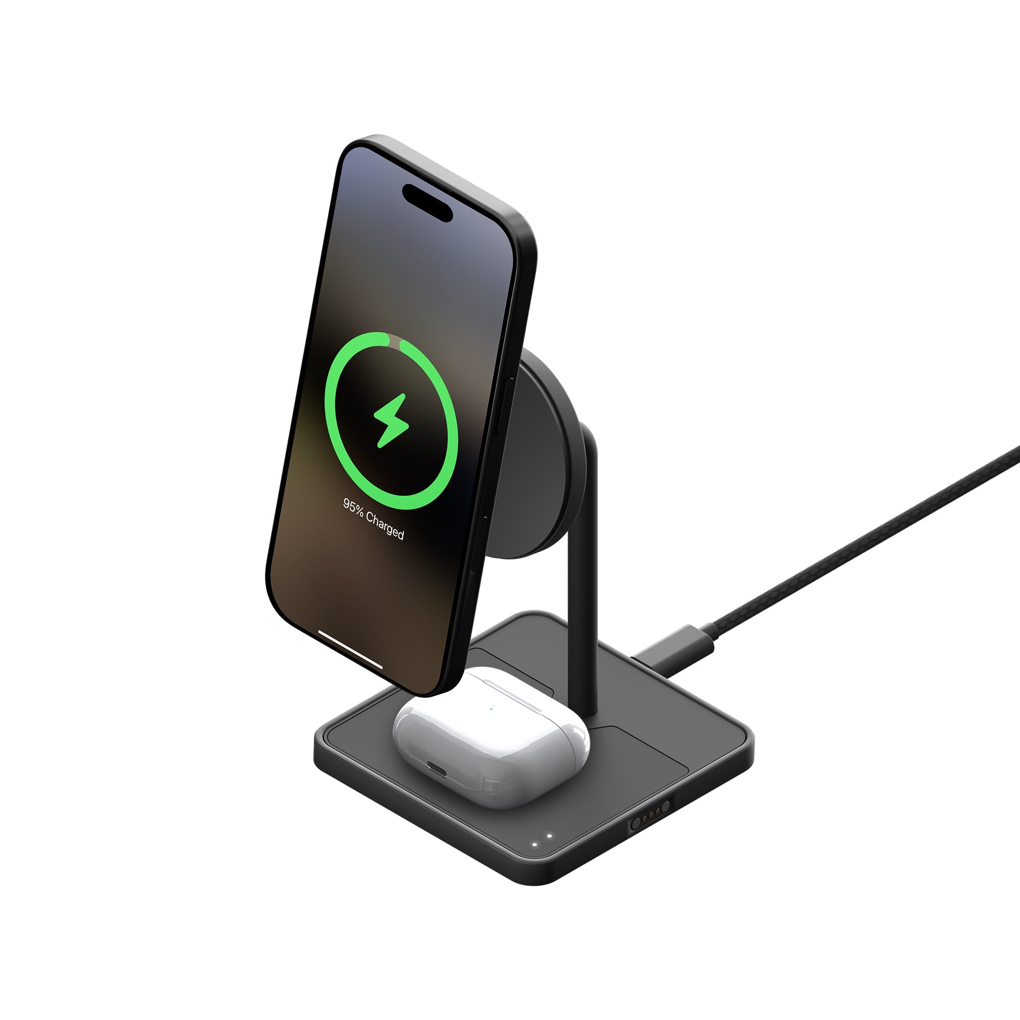 Qi2 Wireless Charging Stand - 15W Fast Charging, Matte Black