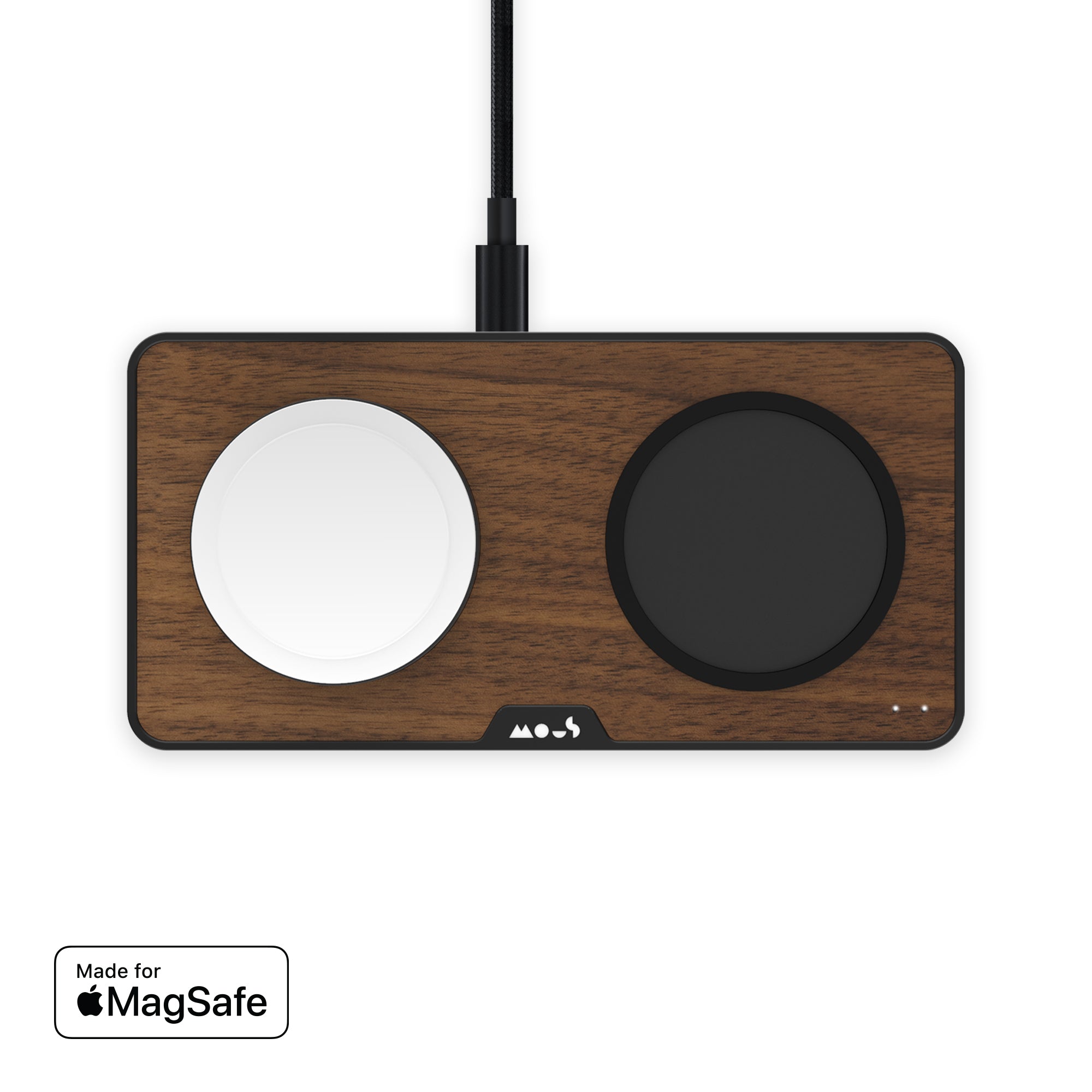 MagSafe Charging Station for iPhone - Walnut Wood 3-in-1 Wireless Charger