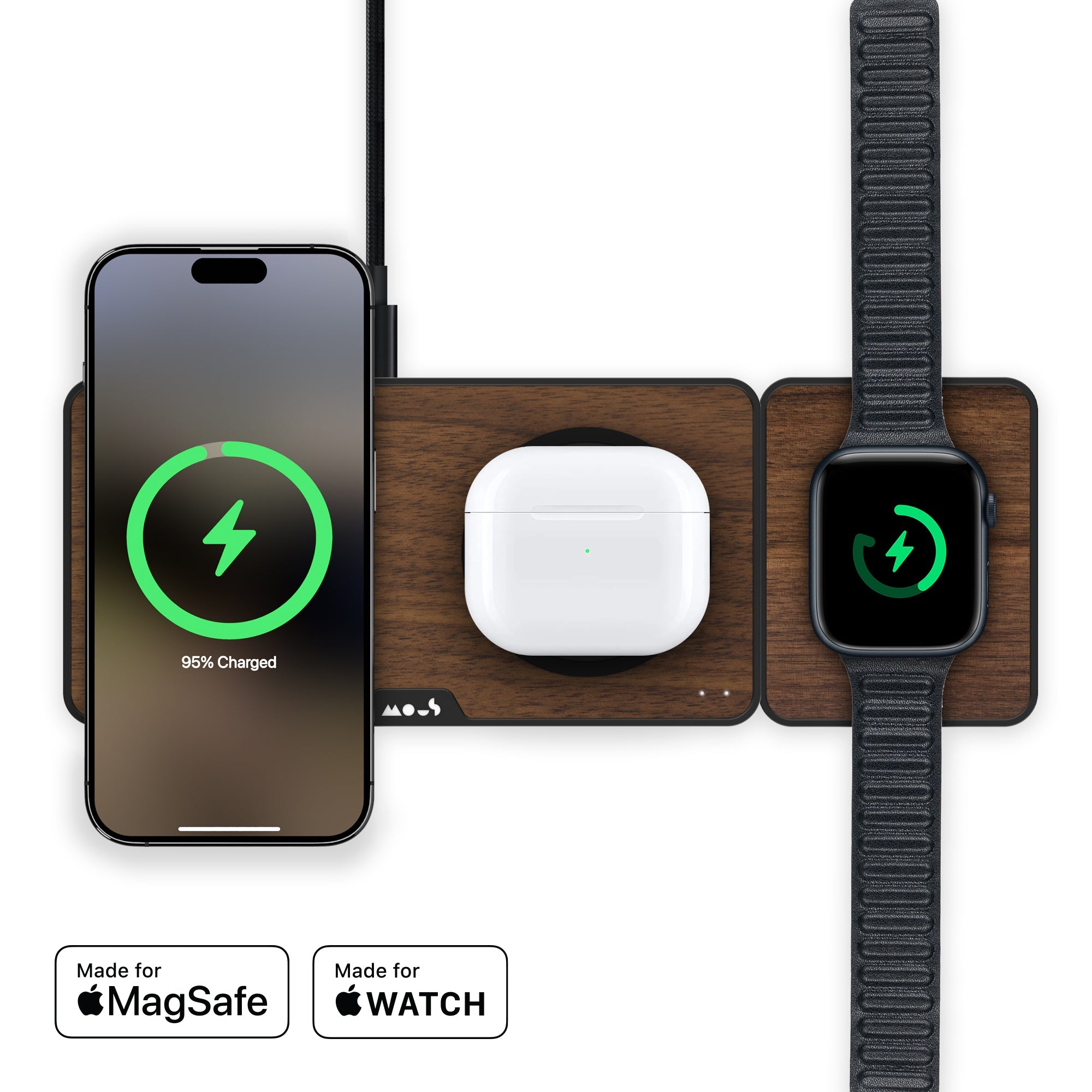 MagSafe Fast Charger Set for iPhone & Apple Watch - Walnut 4-in-1